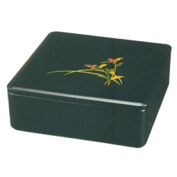 画像1: 【名入れ無料の漆器の通販】6寸 一段重箱 総黒塗り つゆ草