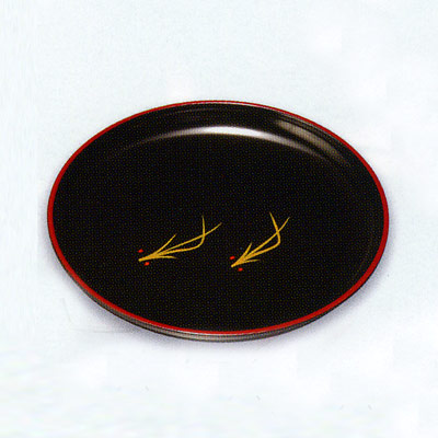 画像1: 【名入れ無料の漆器*お皿/小皿の通販】こぼれ松葉のささやき 黒塗りケーキ皿（1枚入）
